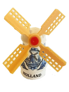 Painted wood Delft Blue Windmill Magnet