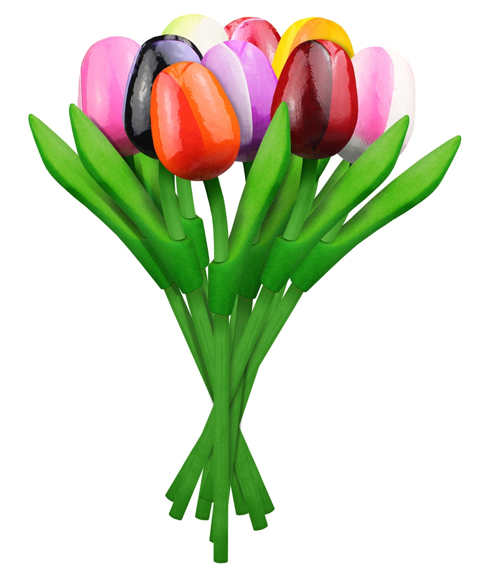 Small  wooden painted tulips