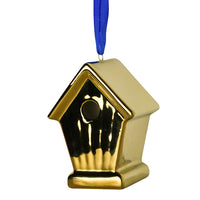 Christmas Birdhouse Gold Ornament